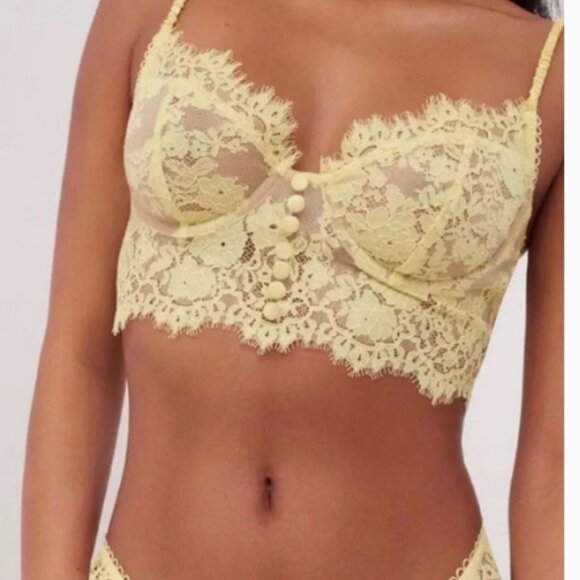 NEW For Love and Lemons Yellow Lace Faye Bra - Picture 1 of 2
